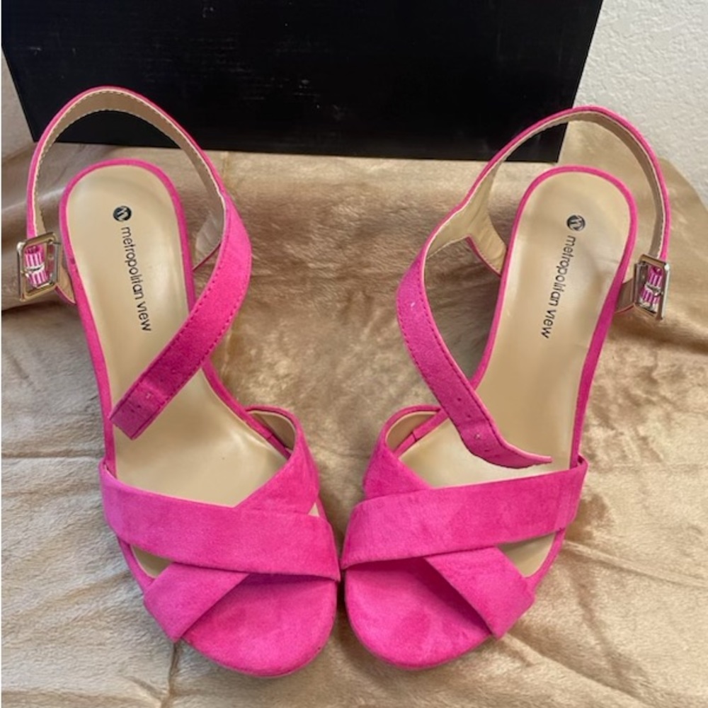 Metropolitan View Pink Suede Heels